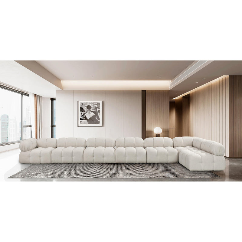 Meridian Ames Cream Boucle Fabric Modular Sectional IMAGE 2