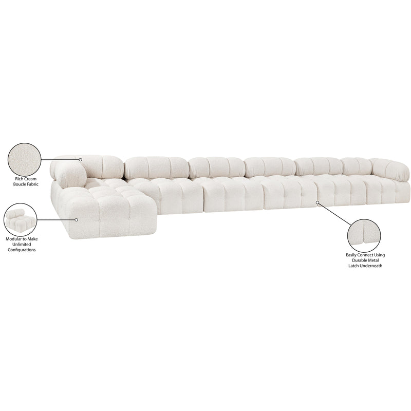 Meridian Ames Cream Boucle Fabric Modular Sectional IMAGE 14