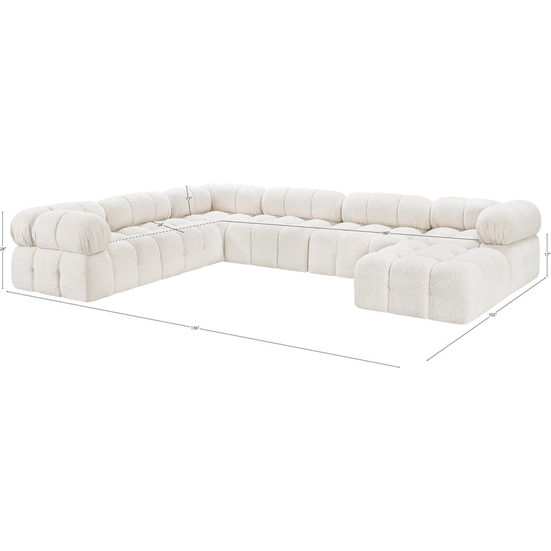 Meridian Ames Cream Boucle Fabric Modular Sectional IMAGE 17