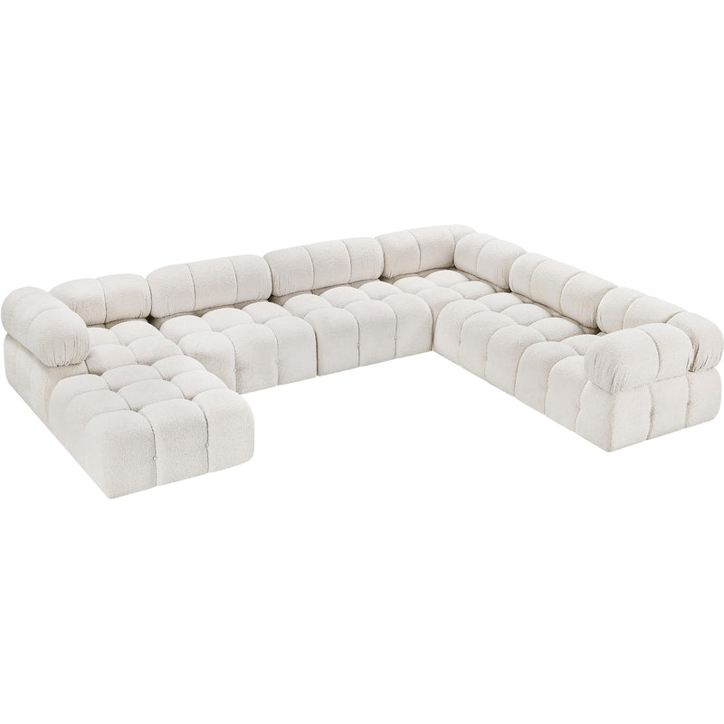 Meridian Ames Cream Boucle Fabric Modular Sectional IMAGE 4