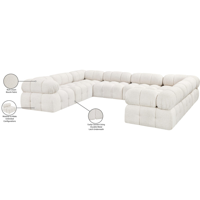 Meridian Ames Cream Boucle Fabric Modular Sectional IMAGE 17