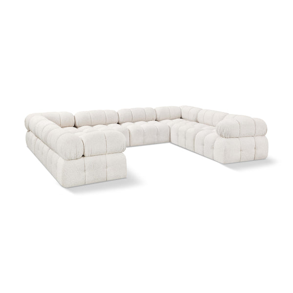 Meridian Ames Cream Boucle Fabric Modular Sectional IMAGE 1