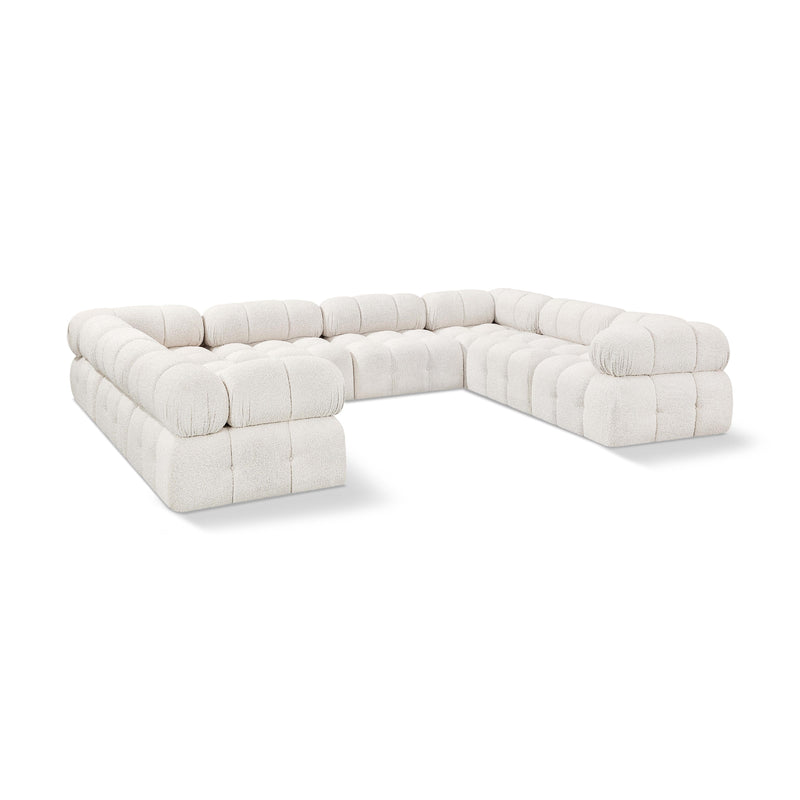 Meridian Ames Cream Boucle Fabric Modular Sectional IMAGE 1