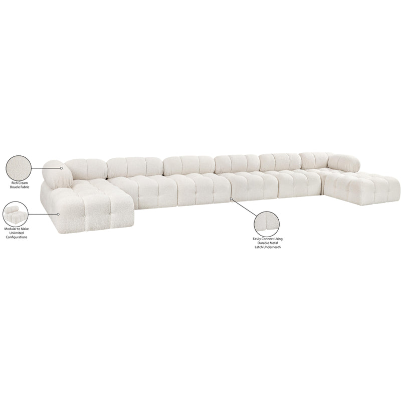 Meridian Ames Cream Boucle Fabric Modular Sectional IMAGE 13