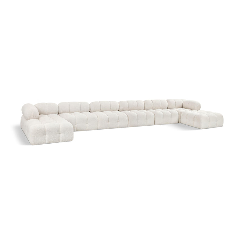 Meridian Ames Cream Boucle Fabric Modular Sectional IMAGE 1