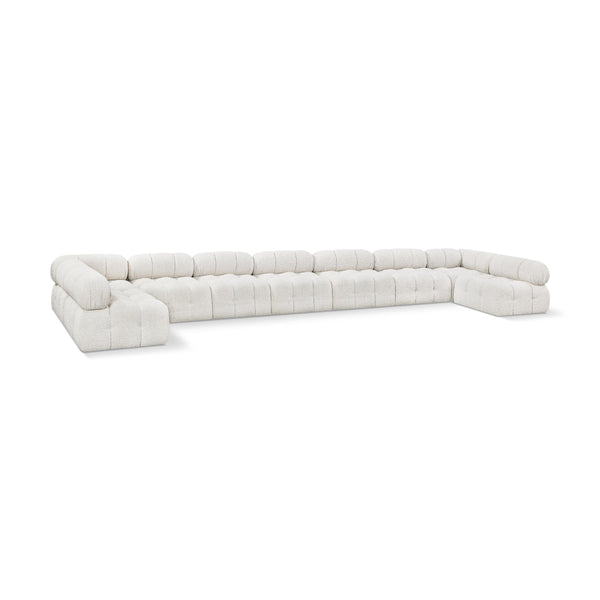 Meridian Ames Cream Boucle Fabric Modular Sectional IMAGE 1