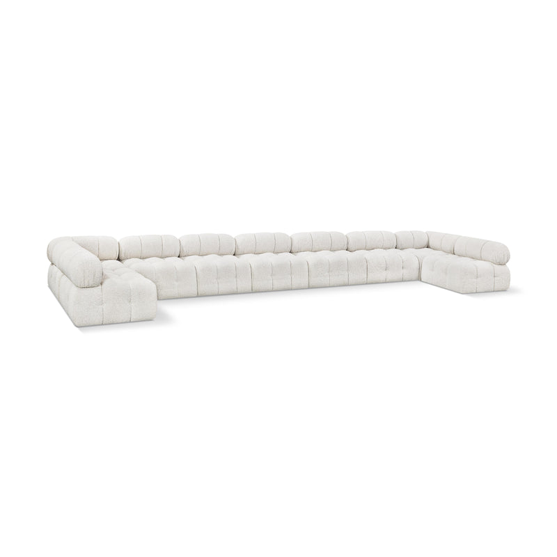Meridian Ames Cream Boucle Fabric Modular Sectional IMAGE 1