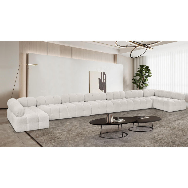 Meridian Ames Cream Boucle Fabric Modular Sectional IMAGE 2