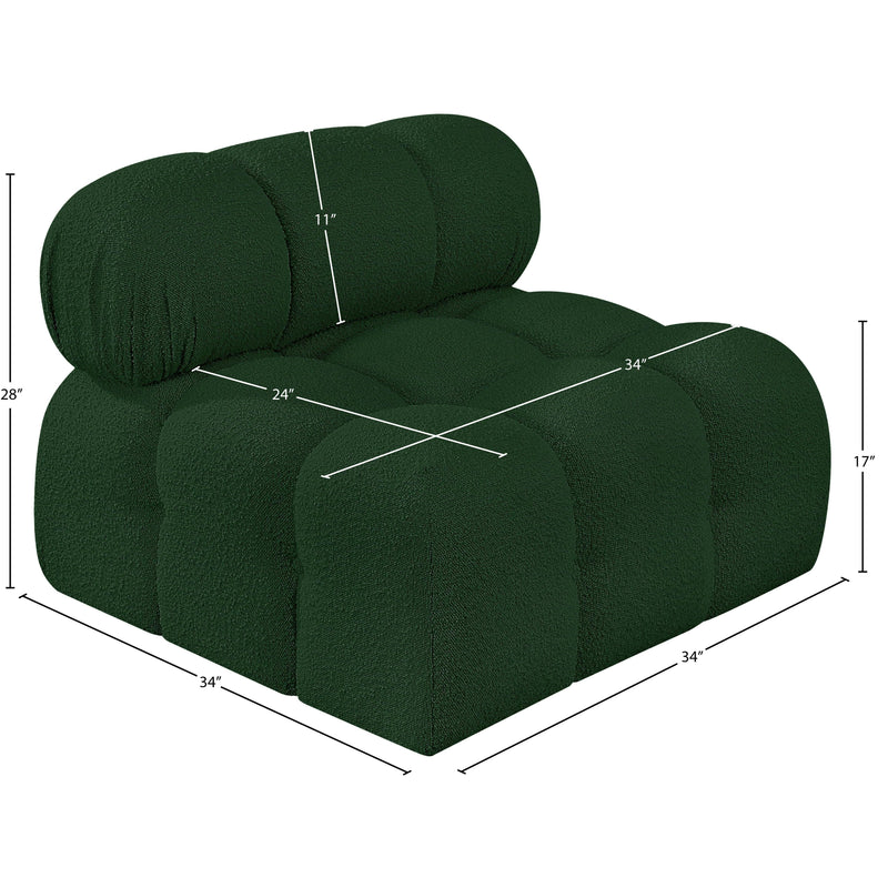 Meridian Ames Green Boucle Fabric Armless IMAGE 11