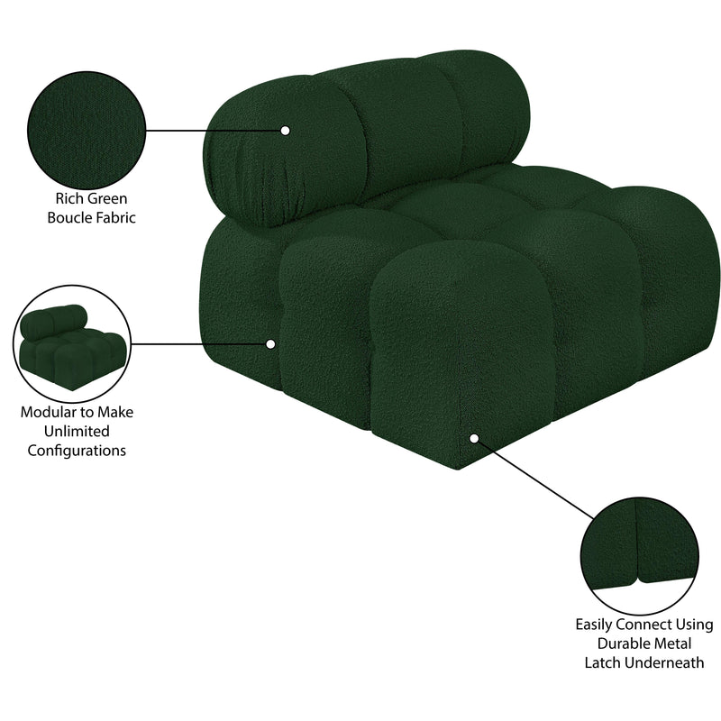 Meridian Ames Green Boucle Fabric Armless IMAGE 12