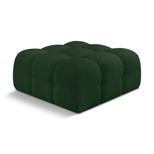 Meridian Ames Green Boucle Fabric Ottoman IMAGE 1