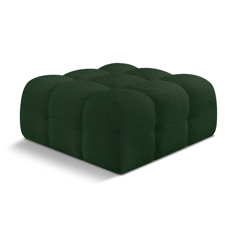 Meridian Ames Green Boucle Fabric Ottoman IMAGE 1
