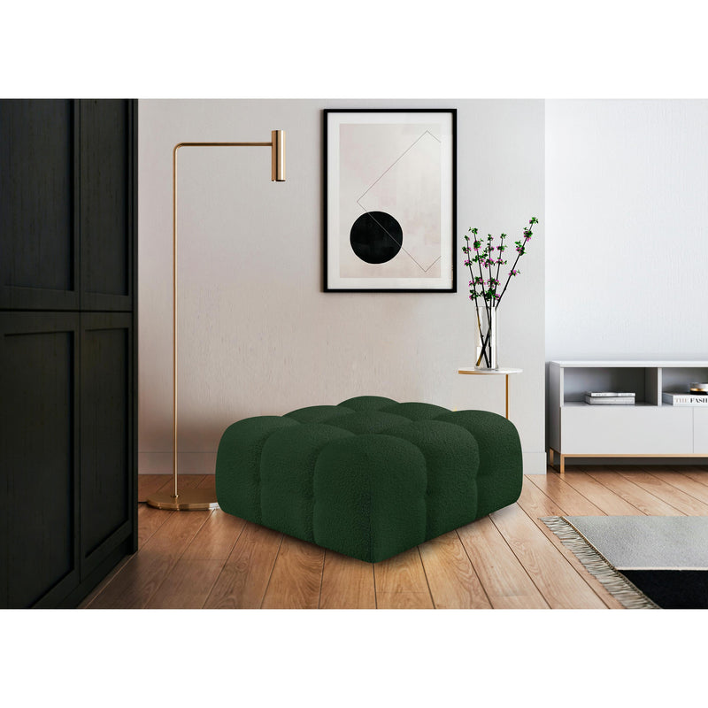 Meridian Ames Green Boucle Fabric Ottoman IMAGE 2