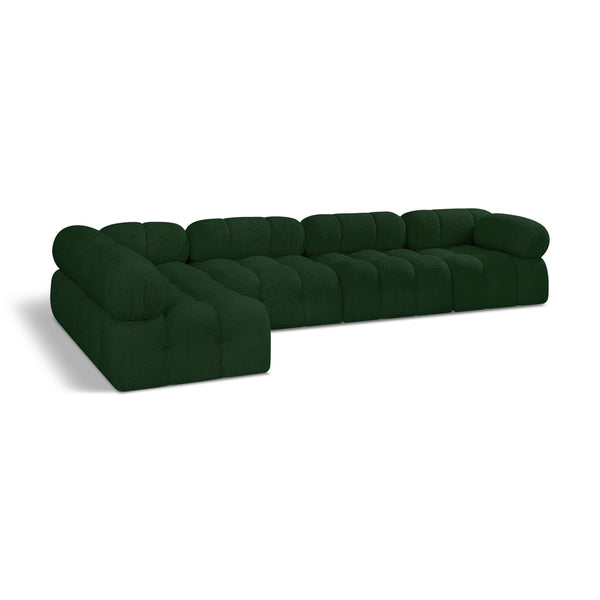 Meridian Ames Green Boucle Fabric Modular Sectional IMAGE 1