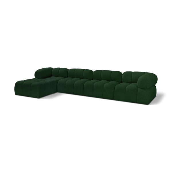 Meridian Ames Green Boucle Fabric Modular Sectional IMAGE 1