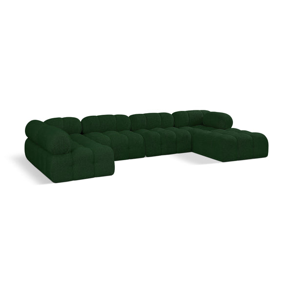 Meridian Ames Green Boucle Fabric Modular Sectional IMAGE 1