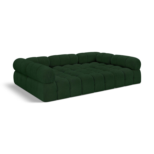 Meridian Ames Green Boucle Fabric Modular Sectional IMAGE 1