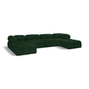 Meridian Ames Green Boucle Fabric Modular Sectional IMAGE 1