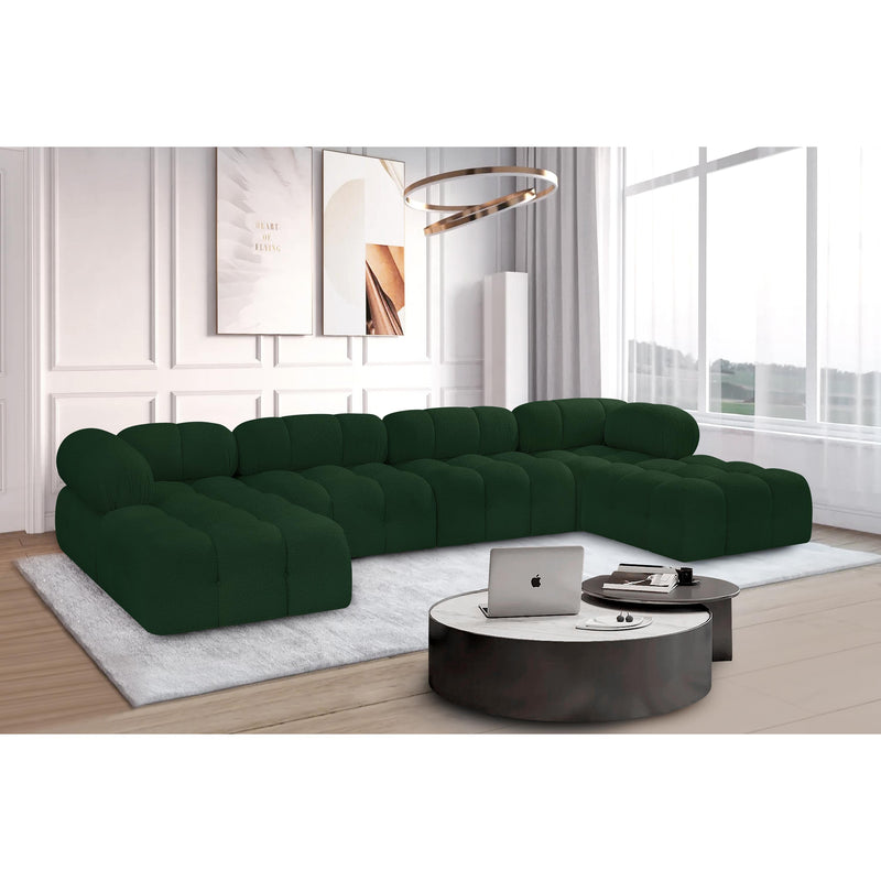 Meridian Ames Green Boucle Fabric Modular Sectional IMAGE 2