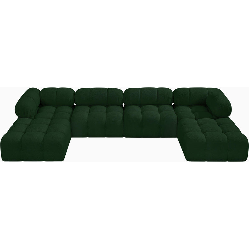 Meridian Ames Green Boucle Fabric Modular Sectional IMAGE 5