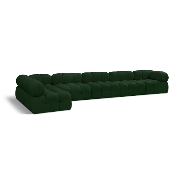 Meridian Ames Green Boucle Fabric Modular Sectional IMAGE 1