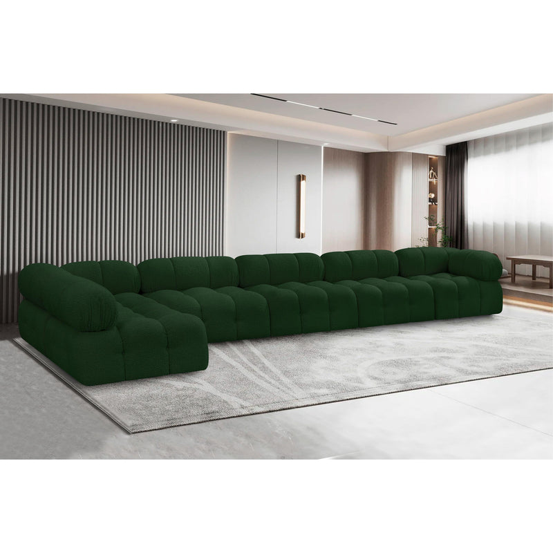 Meridian Ames Green Boucle Fabric Modular Sectional IMAGE 2