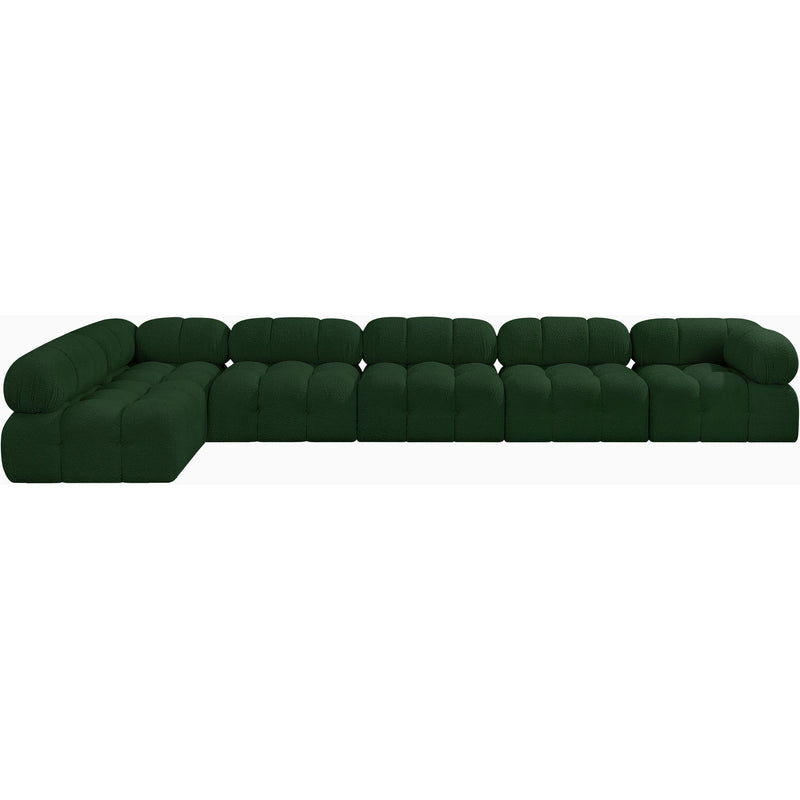 Meridian Ames Green Boucle Fabric Modular Sectional IMAGE 4