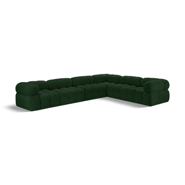Meridian Ames Green Boucle Fabric Modular Sectional IMAGE 1