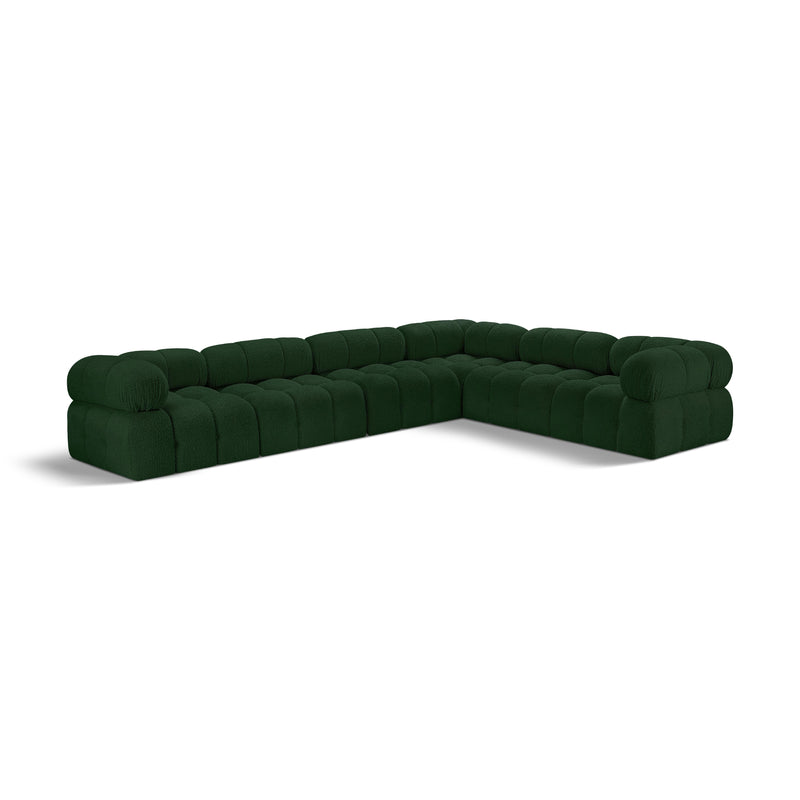 Meridian Ames Green Boucle Fabric Modular Sectional IMAGE 1