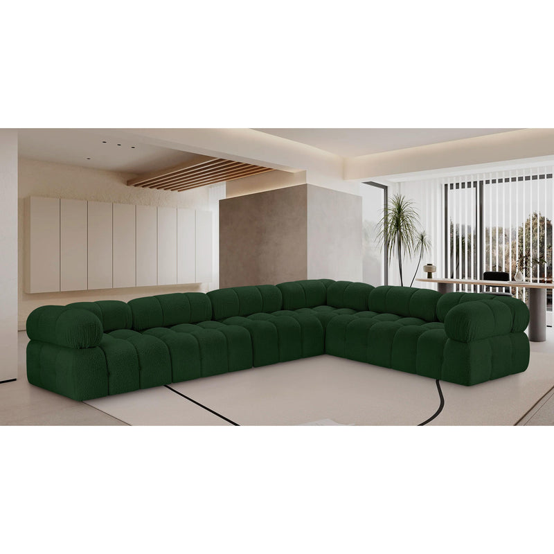Meridian Ames Green Boucle Fabric Modular Sectional IMAGE 2