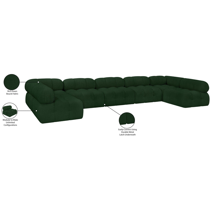 Meridian Ames Green Boucle Fabric Modular Sectional IMAGE 16