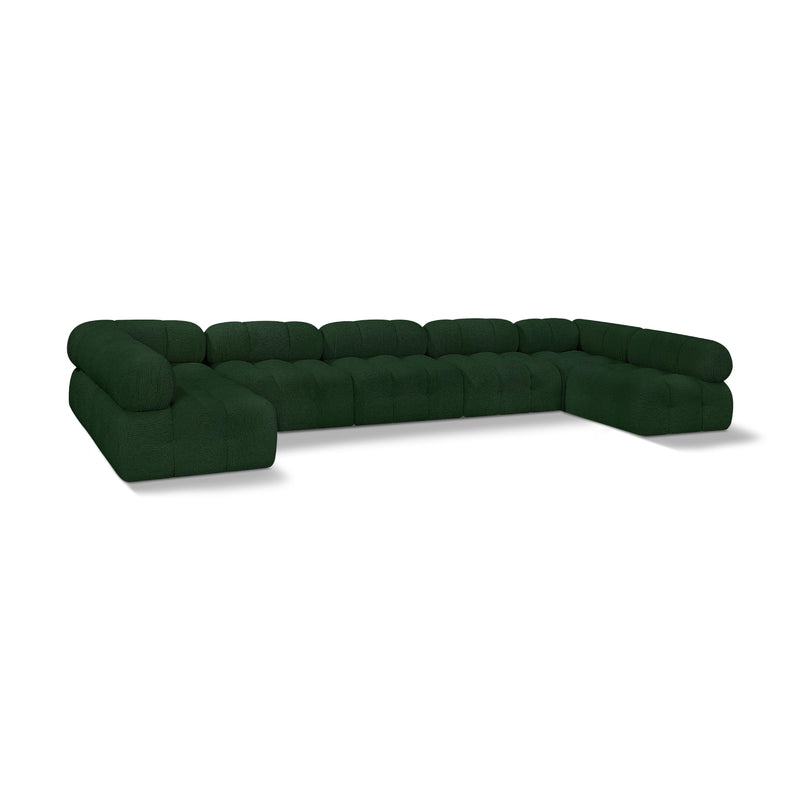 Meridian Ames Green Boucle Fabric Modular Sectional IMAGE 1