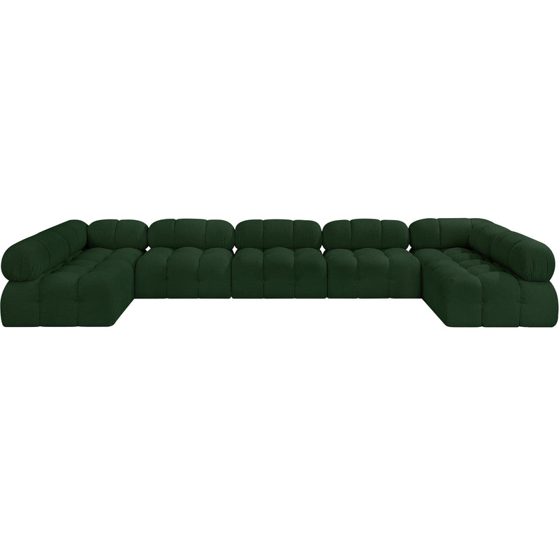 Meridian Ames Green Boucle Fabric Modular Sectional IMAGE 4