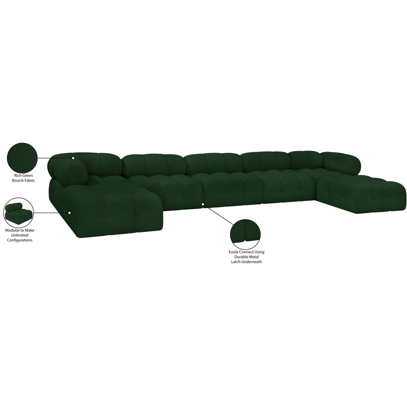 Meridian Ames Green Boucle Fabric Modular Sectional IMAGE 13