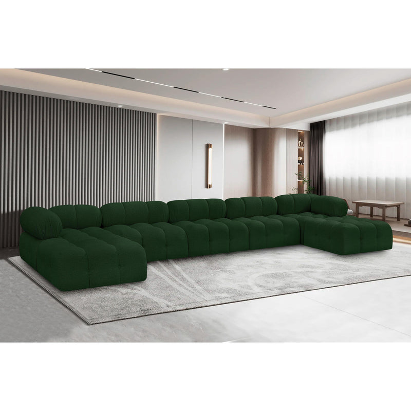 Meridian Ames Green Boucle Fabric Modular Sectional IMAGE 2