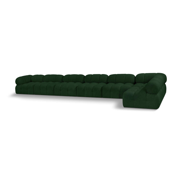 Meridian Ames Green Boucle Fabric Modular Sectional IMAGE 1