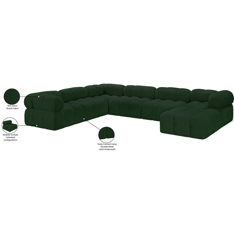 Meridian Ames Green Boucle Fabric Modular Sectional IMAGE 18