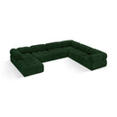 Meridian Ames Green Boucle Fabric Modular Sectional IMAGE 1