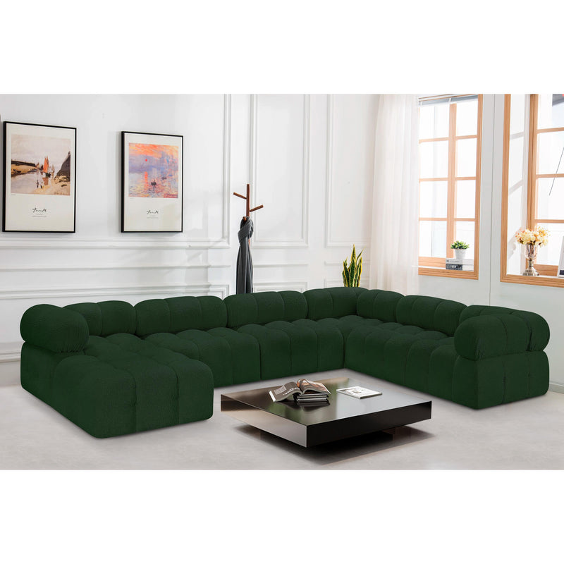 Meridian Ames Green Boucle Fabric Modular Sectional IMAGE 2