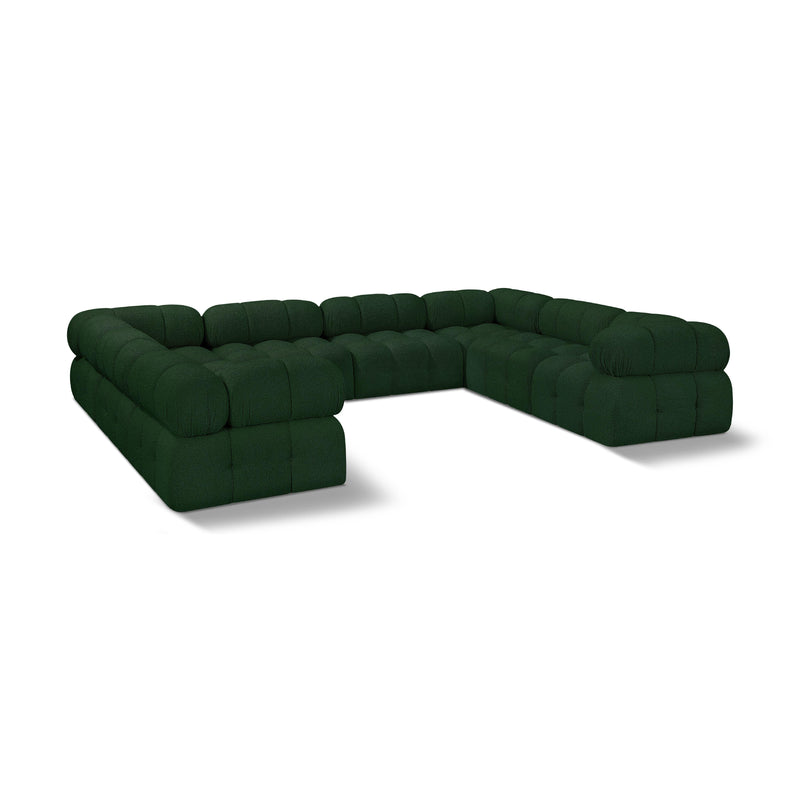 Meridian Ames Green Boucle Fabric Modular Sectional IMAGE 1