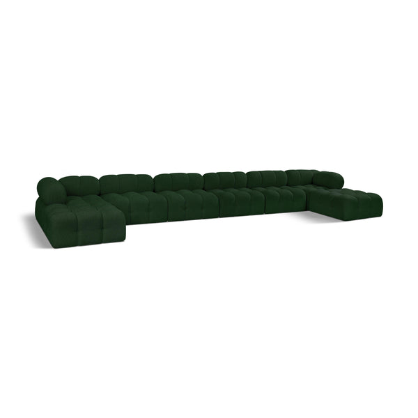 Meridian Ames Green Boucle Fabric Modular Sectional IMAGE 1