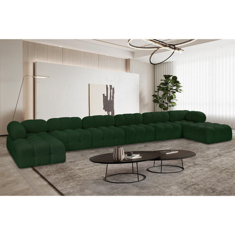 Meridian Ames Green Boucle Fabric Modular Sectional IMAGE 2