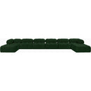 Meridian Ames Green Boucle Fabric Modular Sectional IMAGE 3