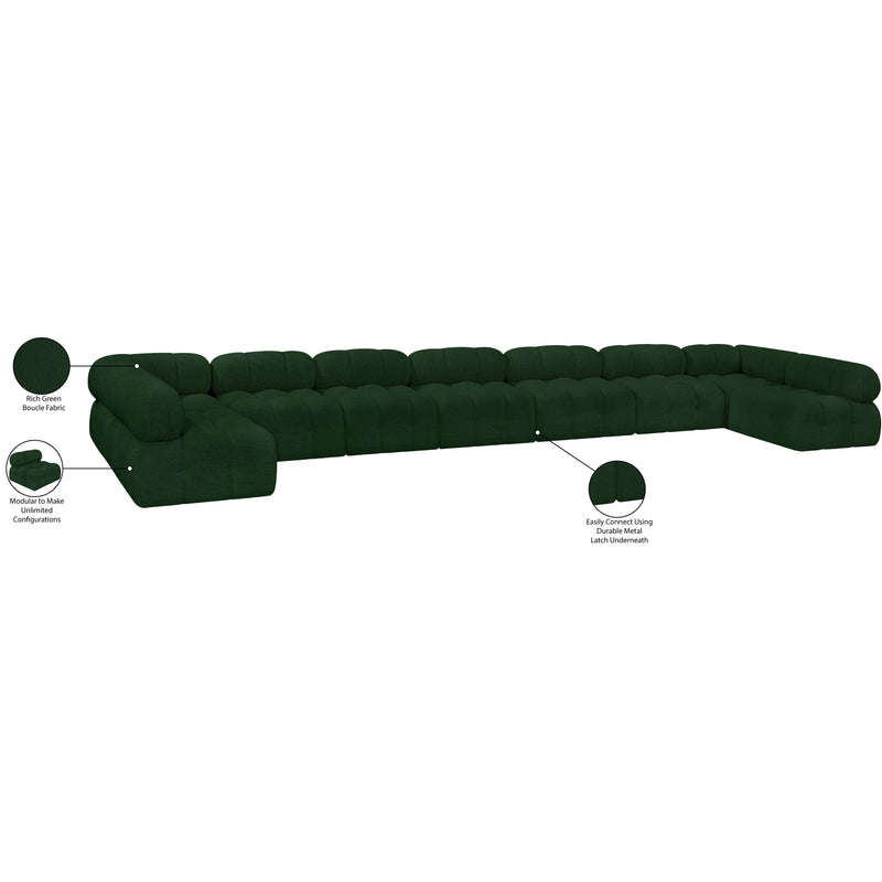 Meridian Ames Green Boucle Fabric Modular Sectional IMAGE 13