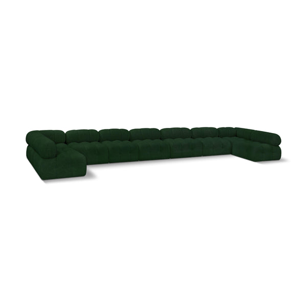 Meridian Ames Green Boucle Fabric Modular Sectional IMAGE 1