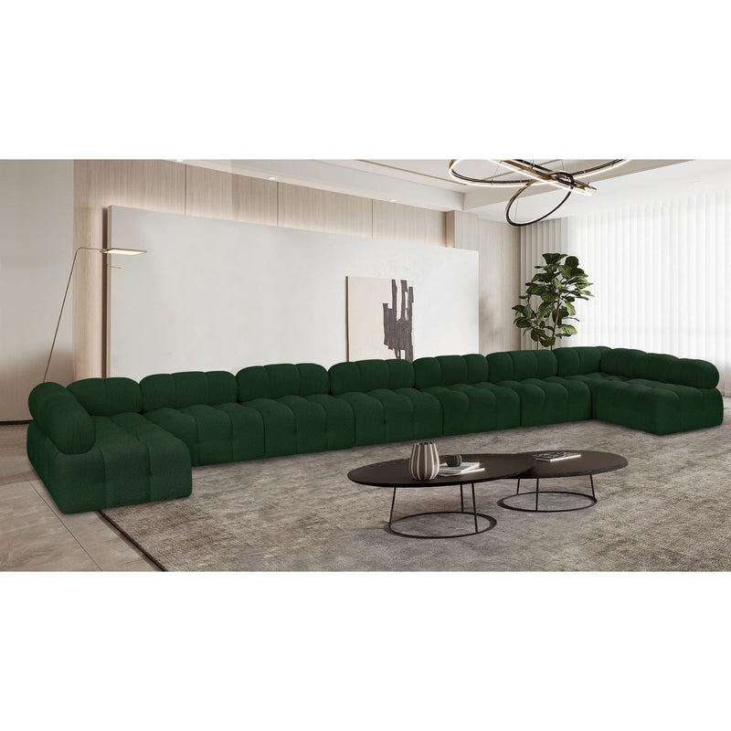Meridian Ames Green Boucle Fabric Modular Sectional IMAGE 2