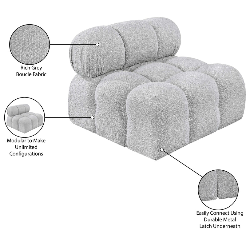Meridian Ames Grey Boucle Fabric Armless IMAGE 12