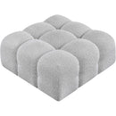 Meridian Ames Grey Boucle Fabric Ottoman IMAGE 5