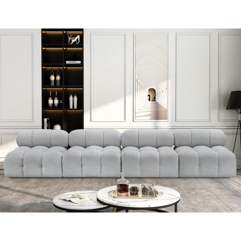 Meridian Ames Grey Boucle Fabric Modular Sofa IMAGE 2