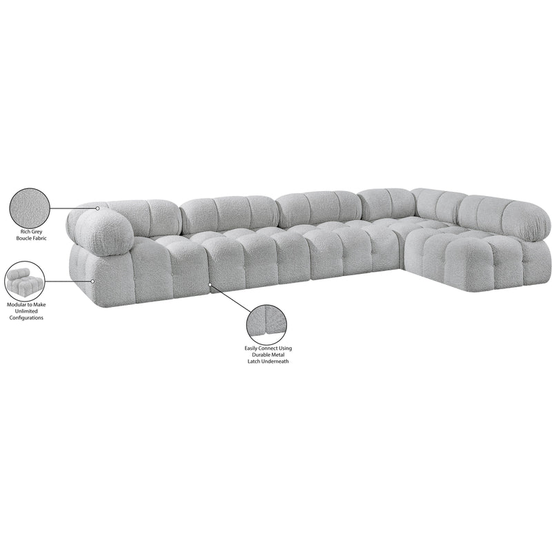 Meridian Ames Grey Boucle Fabric Modular Sectional IMAGE 14